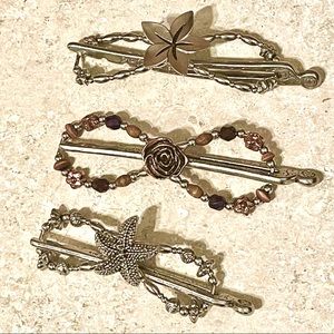 3 Lilla Rose Flexi Clips-2 Med 1 Small. Copper Rose, Pluneria & Starfish